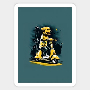 dog riding a scooter Sticker